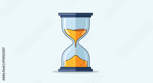 Hourglass with flowing sand, symbolizing the passage of time and urgency.