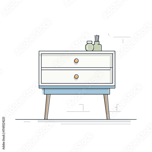 Sleek Nightstand Line Art Design Illustration