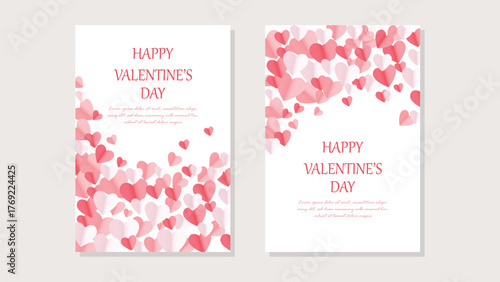 Valentine’s Day greeting card with pink heart background isolated on white