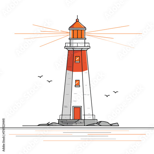 Sleek Lighthouse Outline Design in Vector