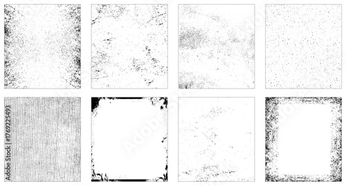 Collection of Seamless grunge speckle texture. Distress grain background. Grungy splash repeated effect. Dirty overlay repeating pattern. Print distressed effect. 