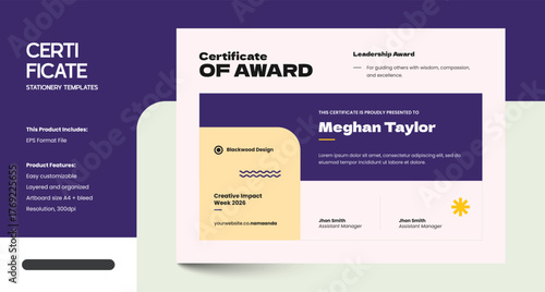 Clean, Modern and Professional Neyora Certificate Design Template