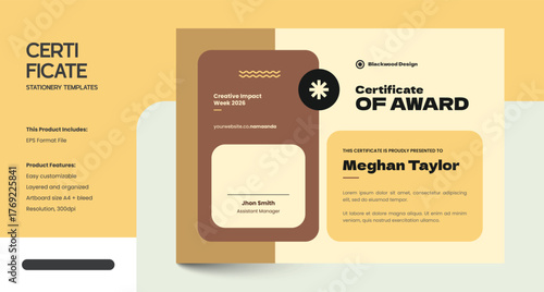 Clean, Modern and Professional Zeyura Certificate Design Template