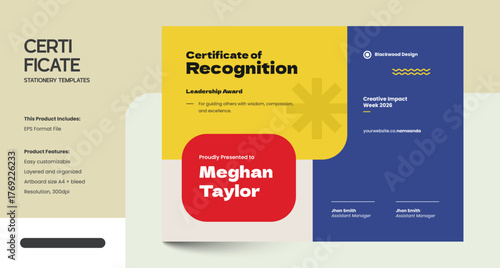 Clean, Modern and Professional Reynora Certificate Design Template