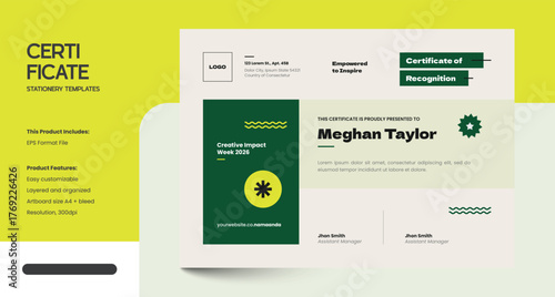 Clean, Modern and Professional Elyora Certificate Design Template