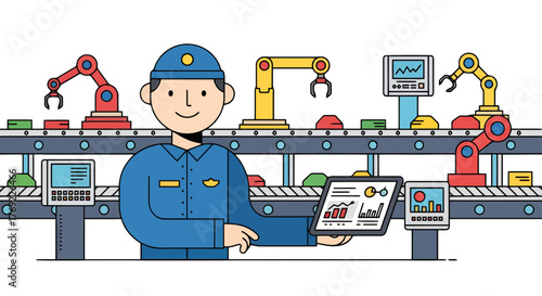 Industrial Automation Supervisor Charts Production in The Automated, High-Tech Factory