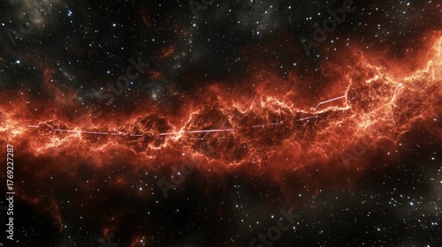 Fototapeta Naklejka Na Ścianę i Meble -  Fiery cosmic nebula in deep space