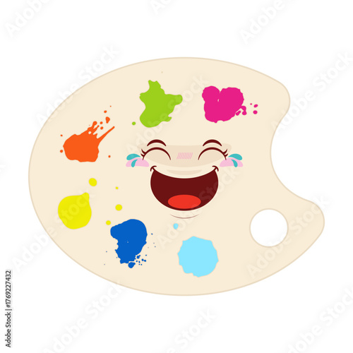 Color palette laughing face cartoon cute
