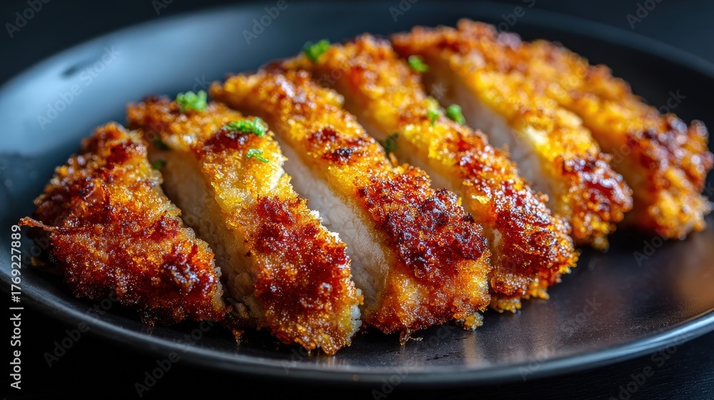 Fototapeta premium Crispy Breaded Chicken Cutlets with Golden Crust