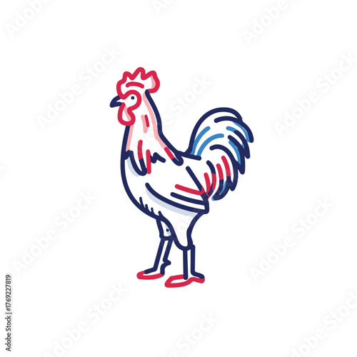 Sleek Rooster Line Art Design Element
