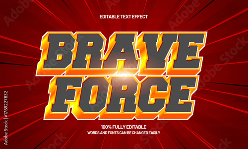 modern brave force title text effect with light glow