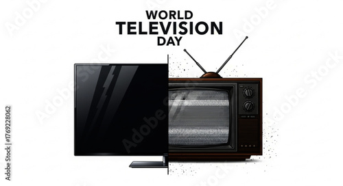 Side-by-Side Comparison of Modern and Vintage Television Sets for World Television Day
