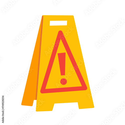 Caution Sign in Flat Minimal Style for Safety and Warning Design