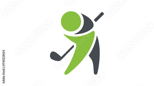 Dynamic green golf player icon represents sport recreation and athleticism