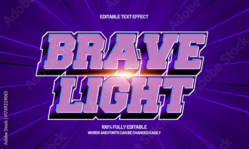 modern brave light title text effect with light glow