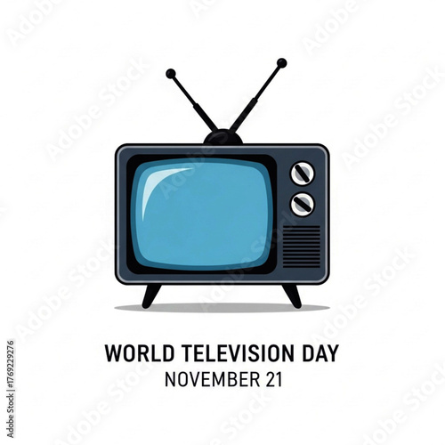 Retro Television with Antennae and Screen Displaying Static, Pixelated Style