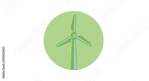 A simple illustration of a wind turbine inside a green circle on a white background.