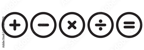 Calculator icon. Calculate symbol. Accounting signs. Finance symbols. Math icons. Plus, minus, equal, division, multiplication. Vector sign.