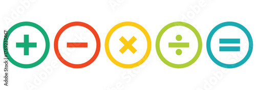 Calculator icon. Calculate symbol. Accounting signs. Finance symbols. Math icons. Plus, minus, equal, division, multiplication. Vector sign.