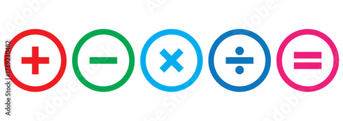 Calculator icon. Calculate symbol. Accounting signs. Finance symbols. Math icons. Plus, minus, equal, division, multiplication. Vector sign.