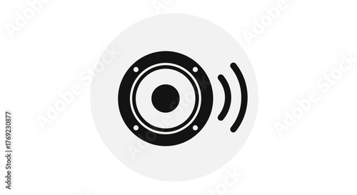An icon of a speaker emitting sound waves within a circle