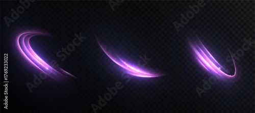 Vibrant purple swirls and swirls with a glowing effect on a dark background. Suitable for futuristic designs, game interfaces, and magical and fantasy compositions.