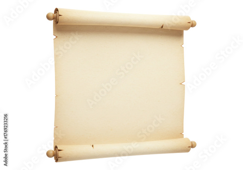 Isolated parchment scroll, ancient document, medieval or Renaissance paper design element