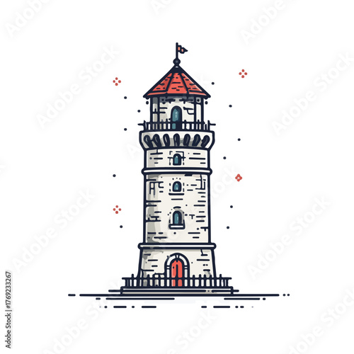 Sleek Tower Line Illustration in Minimalist Style