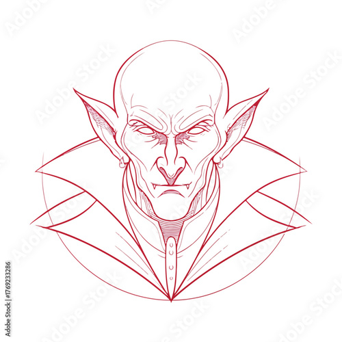 Elegant Vampire Line Art in Flat Design