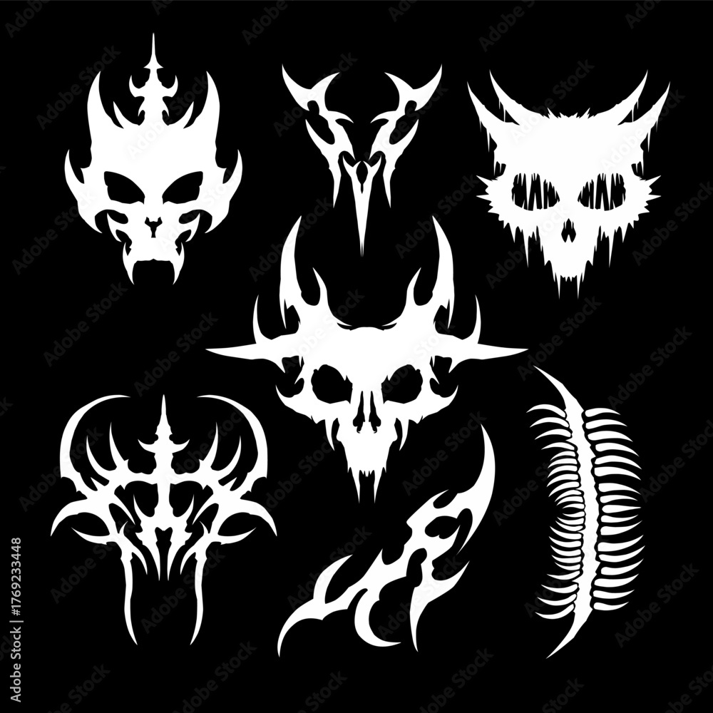 Fototapeta premium set of tribal skull vector design