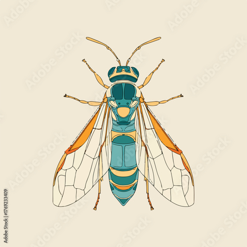 Sleek Wasp Outline in Minimalist Style