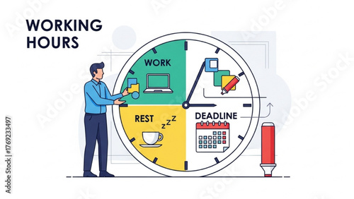 Working Hours and Time Management Illustration