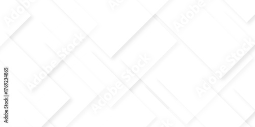 Modern Abstract white background design with layers of textured white transparent material in triangle and squares shapes. White color technology concept geometric line vector background.	