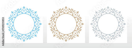 Set of decorative frames Elegant vector element for design in Eastern style, place for text. Floral colored borders. Lace illustration for invitations and greeting cards