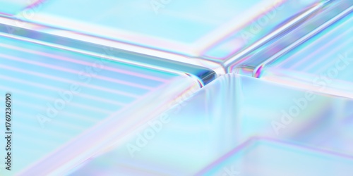Fototapeta Naklejka Na Ścianę i Meble -  Abstract iridescent glass surface, geometric background design, 3d render