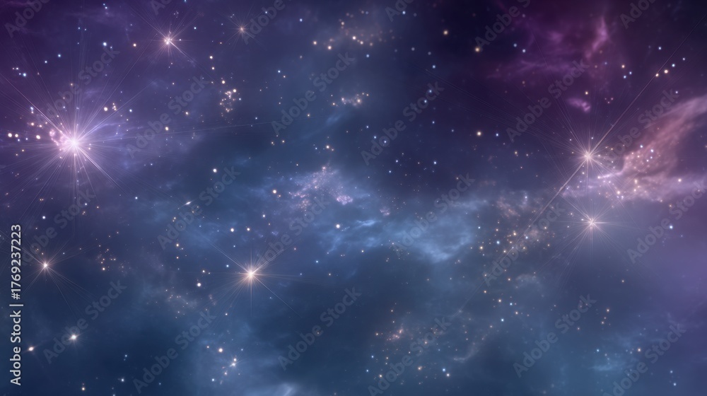 Naklejka premium Beautiful Cosmic Background with Stars and Nebulae in Space