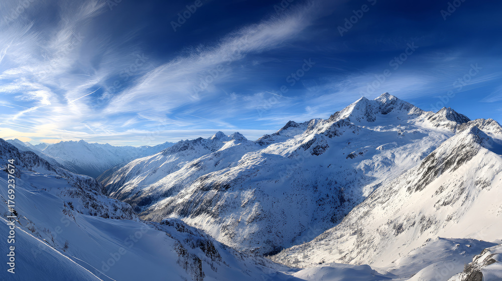 Obraz premium Mountain view above clouds flowers and blooming bushes at sunset sunbeams. Calm close-up beautiful landscape, screensaver background, Beautiful panorama. Summer vacation, holiday, amazing nature.