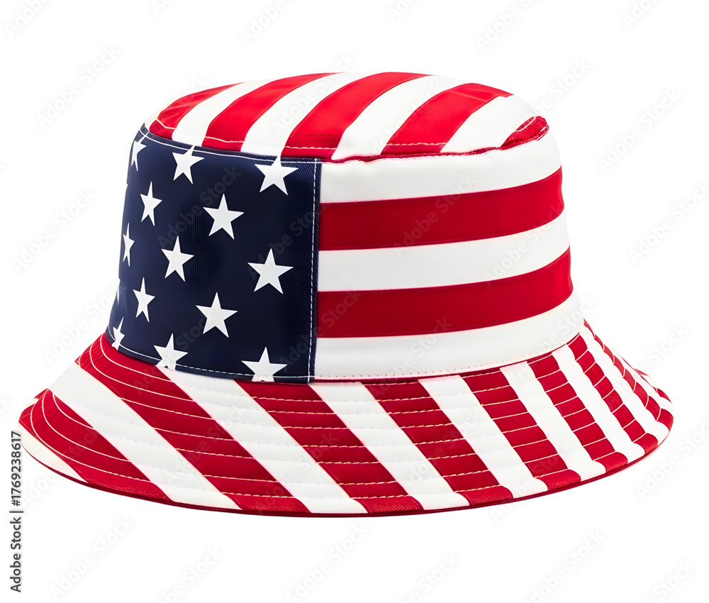 Obraz premium American flag bucket hat isolated on transparent background for 4th of july