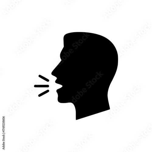 Powerful profile silhouette speaking out loud, ideal for communication or announcement concepts