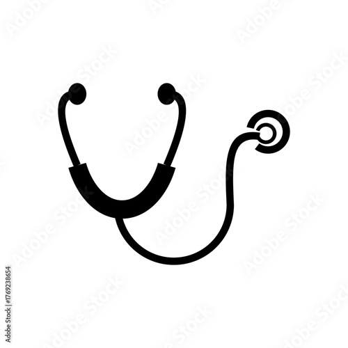 Classic medical stethoscope icon, a key tool for doctors and healthcare professionals. Perfect for illustrating diagnosis, check ups, and patient care