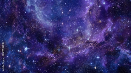 Mystical Deep Space Cosmos with Purple Nebula and Bright Stars