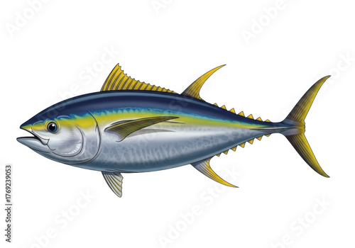Yellowfin tuna fish isolated on transparent background