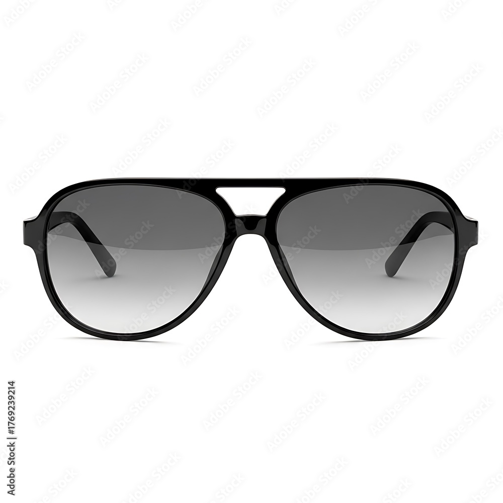 Fototapeta premium Black aviator sunglasses with gradient lenses isolated on white background