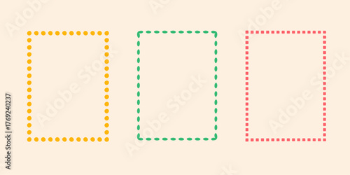 Rectangular doodle frame stamp set, hand-drawn original creative engagement monograms. Edgings and cadres with graphic elements, design photo decoration greeting elements. Isolated. Vector