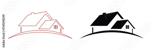 Home button icons set. Home page icon. Simple house symbols. Building icon. Vector illustration.Modern minimalist house logo for real estate branding needs,editable stroke icons,