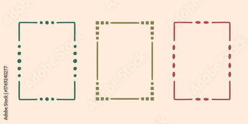 Rectangular doodle frame stamp set, hand-drawn original creative engagement monograms. Edgings and cadres with graphic elements, design photo decoration greeting elements. Isolated. Vector