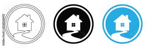 Home button icons set. Home page icon. Simple house symbols. Building icon. Vector illustration.Find your dream house icon logo real estate agency,editable stroke icons,