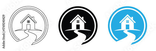 Home button icons set. Home page icon. Simple house symbols. Building icon. Vector illustration.Find your dream house icon logo real estate agency,editable stroke icons,