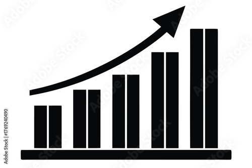 bar chart growth vector icon silhouette