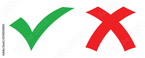 green tick mark. red cross mark icons. yes and no buttons. do and don't button. checkmark and crossmark button. vector illustration on transparent background